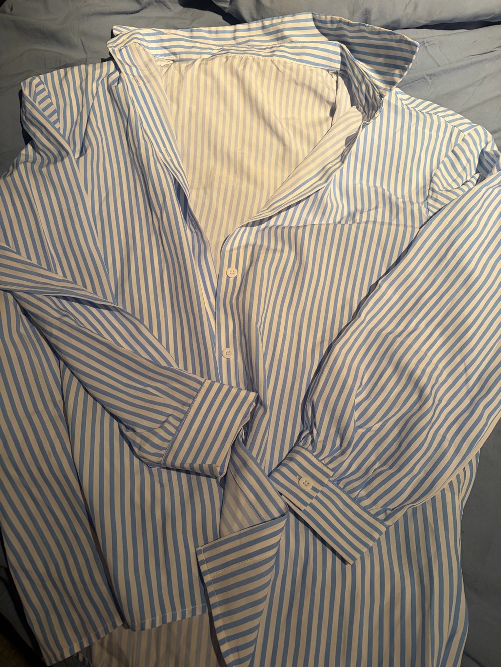 Women’s Light Blue & White Stripe Dress Shirt